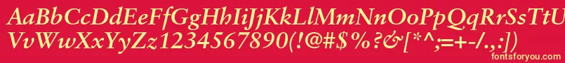 SabonltstdBolditalic Font – Yellow Fonts on Red Background