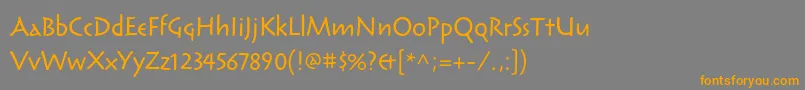 フォントReliqstdCalm – オレンジの文字は灰色の背景にあります。