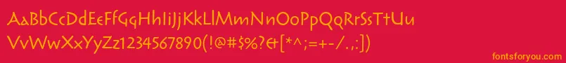 フォントReliqstdCalm – 赤い背景にオレンジの文字