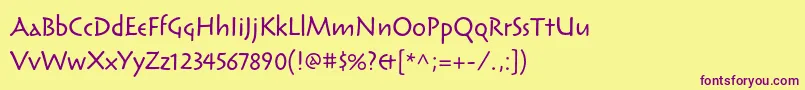 ReliqstdCalm Font – Purple Fonts on Yellow Background