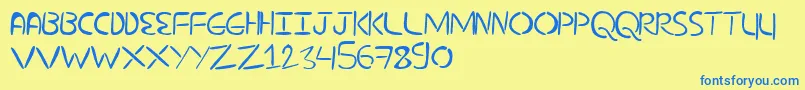 NuevostencilFilled Font – Blue Fonts on Yellow Background