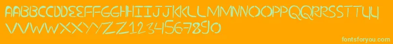 NuevostencilFilled-Schriftart – Grüne Schriften auf orangefarbenem Hintergrund