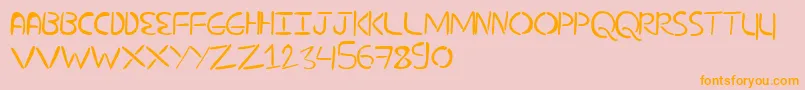 NuevostencilFilled-Schriftart – Orangefarbene Schriften auf rosa Hintergrund