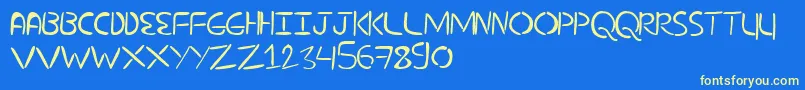 NuevostencilFilled Font – Yellow Fonts on Blue Background