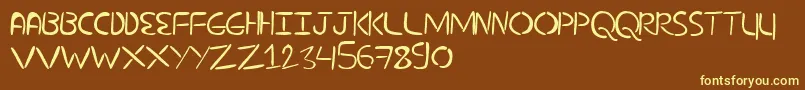 NuevostencilFilled Font – Yellow Fonts on Brown Background