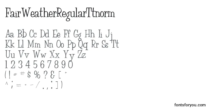 Шрифт FairWeatherRegularTtnorm – алфавит, цифры, специальные символы
