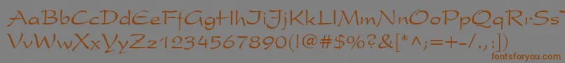 フォントPresidentCyrRegular – 茶色の文字が灰色の背景にあります。