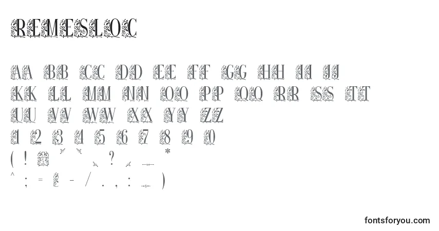 Remesloc Font – alphabet, numbers, special characters