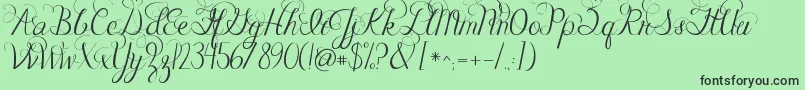 Шрифт Jandacelebrationscript – чёрные шрифты на зелёном фоне
