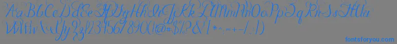 Jandacelebrationscript-Schriftart – Blaue Schriften auf grauem Hintergrund