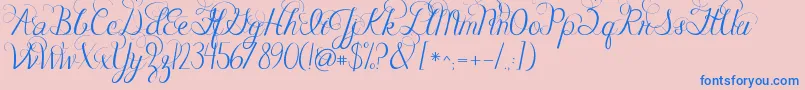 Jandacelebrationscript-fontti – siniset fontit vaaleanpunaisella taustalla