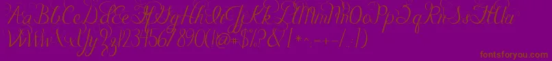 Jandacelebrationscript-Schriftart – Braune Schriften auf violettem Hintergrund