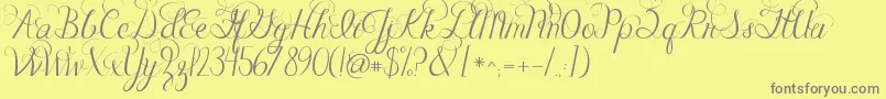 Jandacelebrationscript-fontti – harmaat kirjasimet keltaisella taustalla