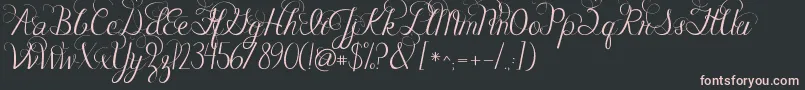 Jandacelebrationscript-fontti – vaaleanpunaiset fontit mustalla taustalla