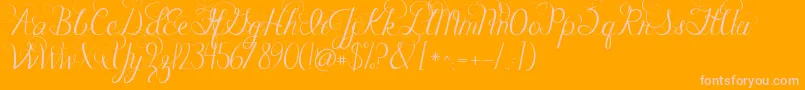 Jandacelebrationscript-Schriftart – Rosa Schriften auf orangefarbenem Hintergrund