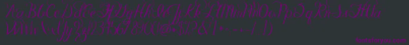 Czcionka Jandacelebrationscript – fioletowe czcionki na czarnym tle
