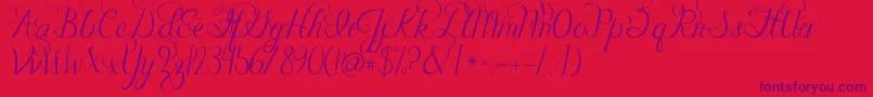 Jandacelebrationscript-fontti – violetit fontit punaisella taustalla