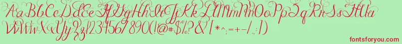 Jandacelebrationscript Font – Red Fonts on Green Background