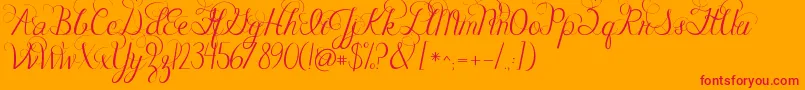 Jandacelebrationscript Font – Red Fonts on Orange Background