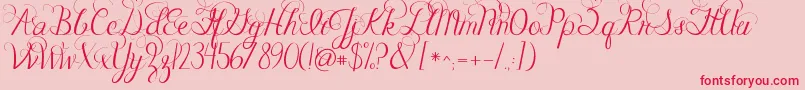 Jandacelebrationscript-Schriftart – Rote Schriften auf rosa Hintergrund