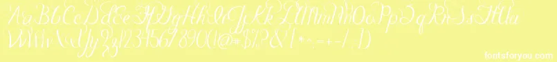 Jandacelebrationscript-Schriftart – Weiße Schriften auf gelbem Hintergrund