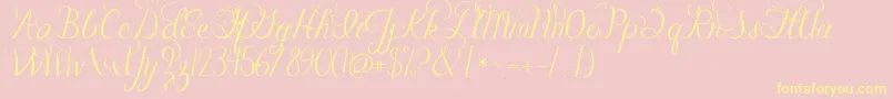 Jandacelebrationscript-Schriftart – Gelbe Schriften auf rosa Hintergrund
