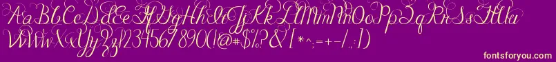 Jandacelebrationscript Font – Yellow Fonts on Purple Background