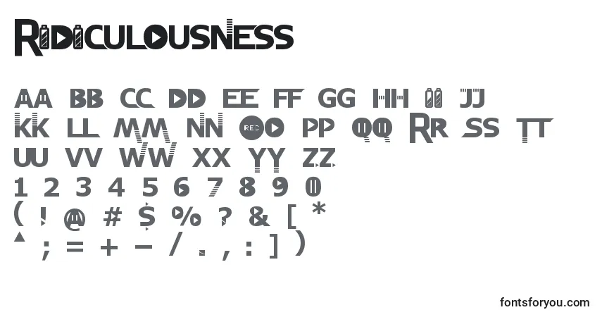 Schriftart Ridiculousness – Alphabet, Zahlen, spezielle Symbole