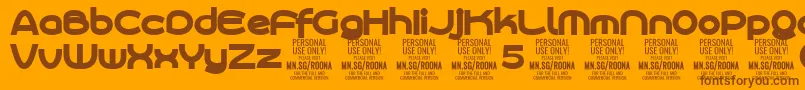 フォントRoonasansblPersonalUse – オレンジの背景に茶色のフォント