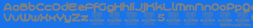 RoonasansblPersonalUse-Schriftart – Graue Schriften auf blauem Hintergrund