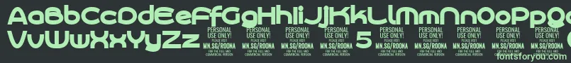 フォントRoonasansblPersonalUse – 黒い背景に緑の文字