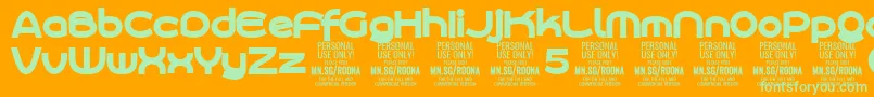 フォントRoonasansblPersonalUse – オレンジの背景に緑のフォント