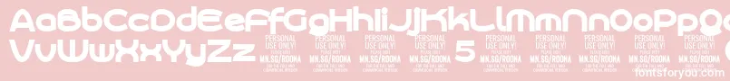 RoonasansblPersonalUse-Schriftart – Weiße Schriften auf rosa Hintergrund