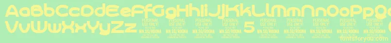 RoonasansblPersonalUse Font – Yellow Fonts on Green Background