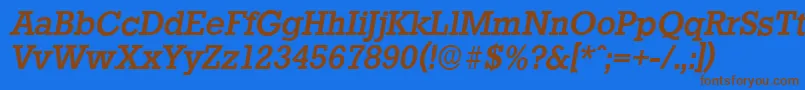 フォントStaffordserialMediumItalic – 茶色の文字が青い背景にあります。