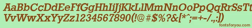 Fonte StaffordserialMediumItalic – fontes marrons em um fundo verde