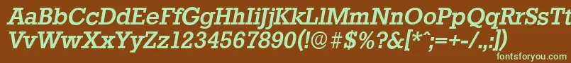 StaffordserialMediumItalic-fontti – vihreät fontit ruskealla taustalla