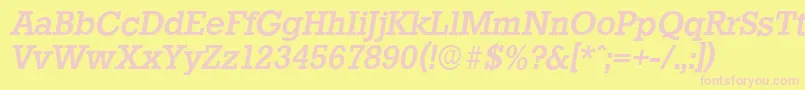 StaffordserialMediumItalic-fontti – vaaleanpunaiset fontit keltaisella taustalla