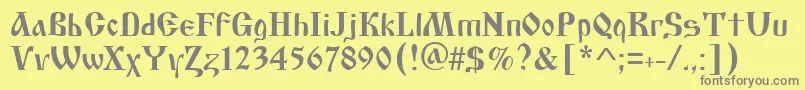 フォントAsylbekm17cyrilic.Kz – 黄色の背景に灰色の文字