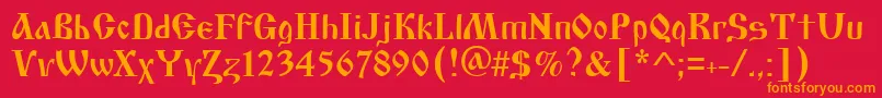 フォントAsylbekm17cyrilic.Kz – 赤い背景にオレンジの文字