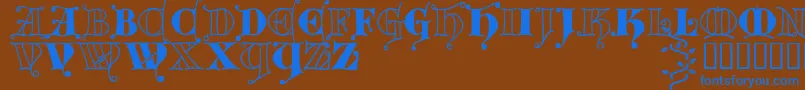 Fonte Kingthingsversalis – fontes azuis em um fundo marrom