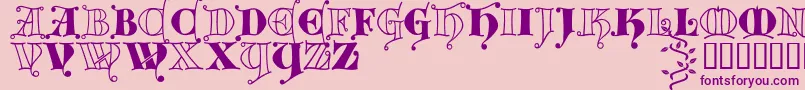 Kingthingsversalis-fontti – violetit fontit vaaleanpunaisella taustalla