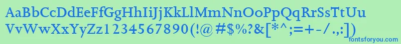 フォントJoannaMtSemibold – 青い文字は緑の背景です。