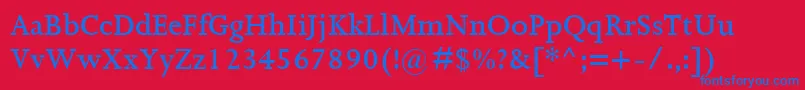 JoannaMtSemibold-Schriftart – Blaue Schriften auf rotem Hintergrund
