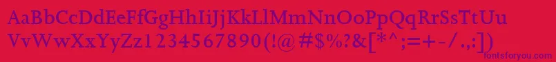 JoannaMtSemibold-Schriftart – Violette Schriften auf rotem Hintergrund