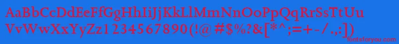 JoannaMtSemibold Font – Red Fonts on Blue Background