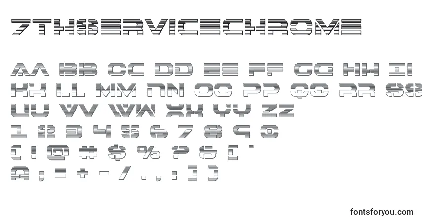 Fuente 7thservicechrome - alfabeto, números, caracteres especiales