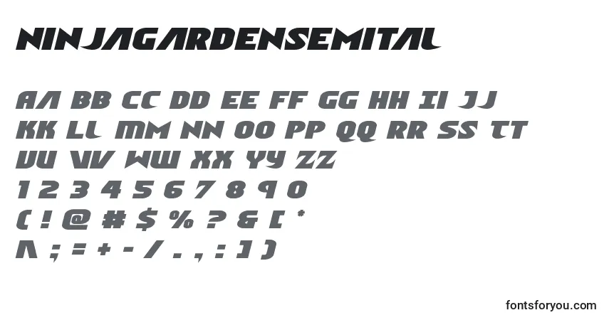 Ninjagardensemital-fontti – aakkoset, numerot, erikoismerkit