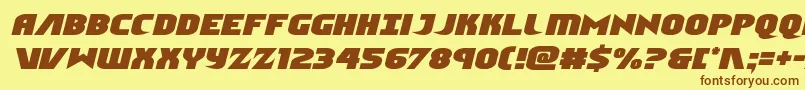 フォントNinjagardensemital – 茶色の文字が黄色の背景にあります。