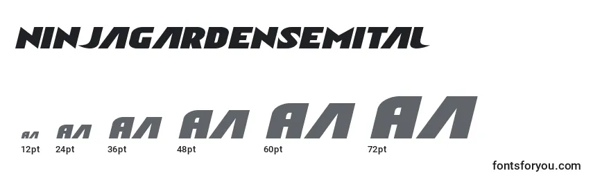 Ninjagardensemital Font Sizes